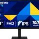 SAMSUNG 24" (S30GD) Essential Monitor with IPS Panel and Tilt Only Stand, 100Hz Refresh Rate, Ergonomic Design, Advanced Eye Care, Game Mode, LS24D304GANXZA